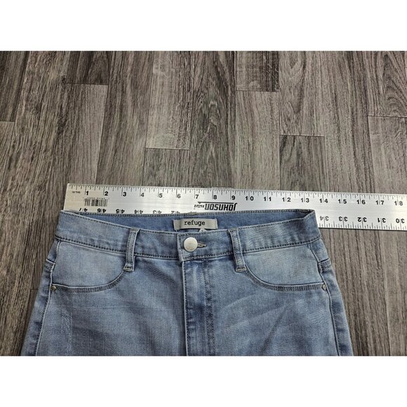 Refuge Jeans Womens 6 Light Wash Distressed Skinny Raw Hem Stretch Denim Ankle - Picture 6 of 10